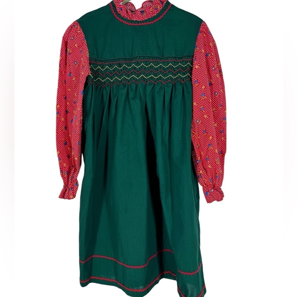Vintage 1980s Polly Flanders smocked dress 6X